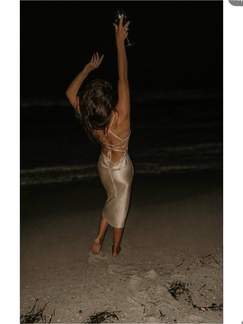 Strappy Satin Slip Dress in Champagne Pink